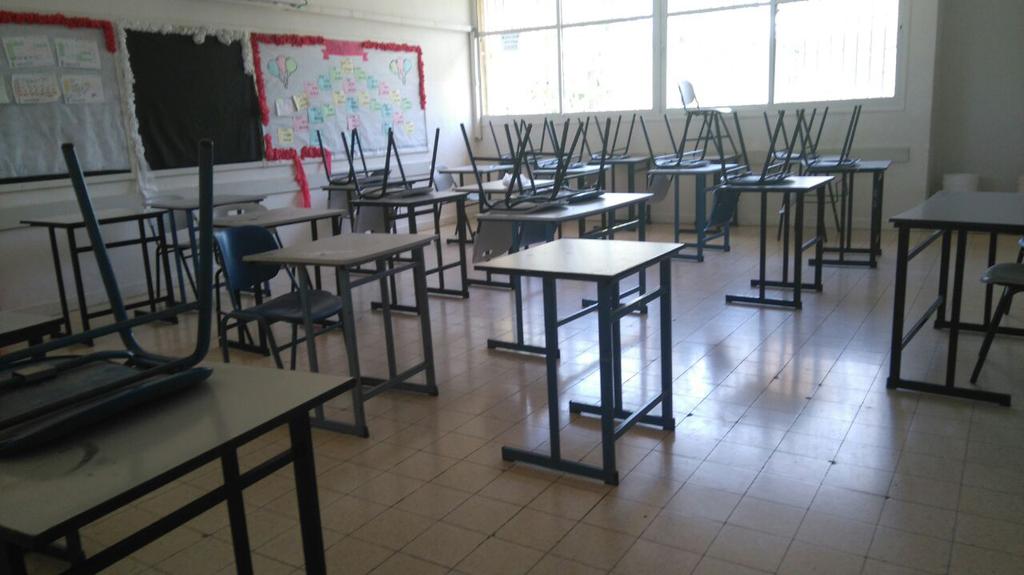 An empty classroom in the northern town of Kiryat Shmona An empty classroom in the northern town of Kiryat Shmona