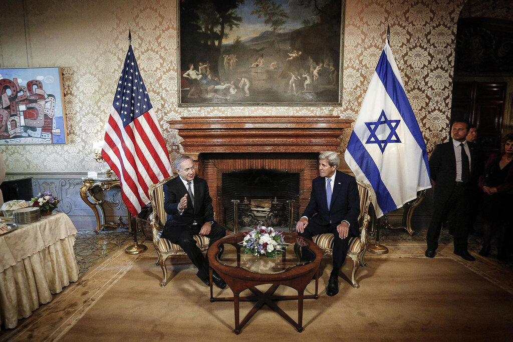 Prime Minister Benjamin Netanyahu meeting with then-secretary of state John Kerry in 2016 