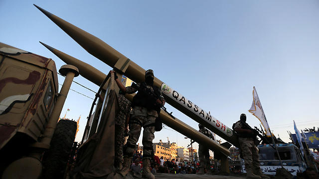 Gaza terror groups display the rockets that are planned to be fired at Israel 