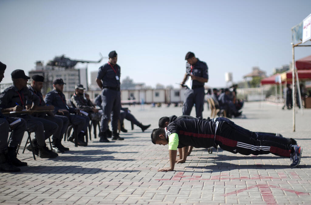 Hamas police recruits during training in the Gaza Strip 