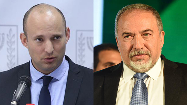 Yamina leader Naftali Bennett and Yisrael Beytenu chair Avigdor Liberman 