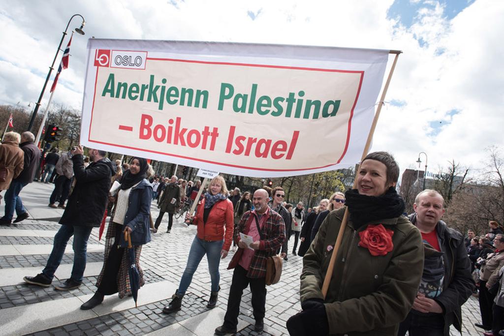 A pro-Palestinian protest in Norway calling for a boycott of Israel