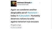 הציוץ של סימסק: "להתאחד נגד הטרור"     
