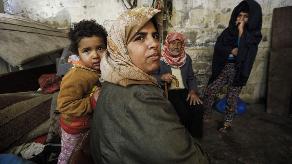 A Palestinian family at the Jabalia Refugee camp in Gaza in 2017 