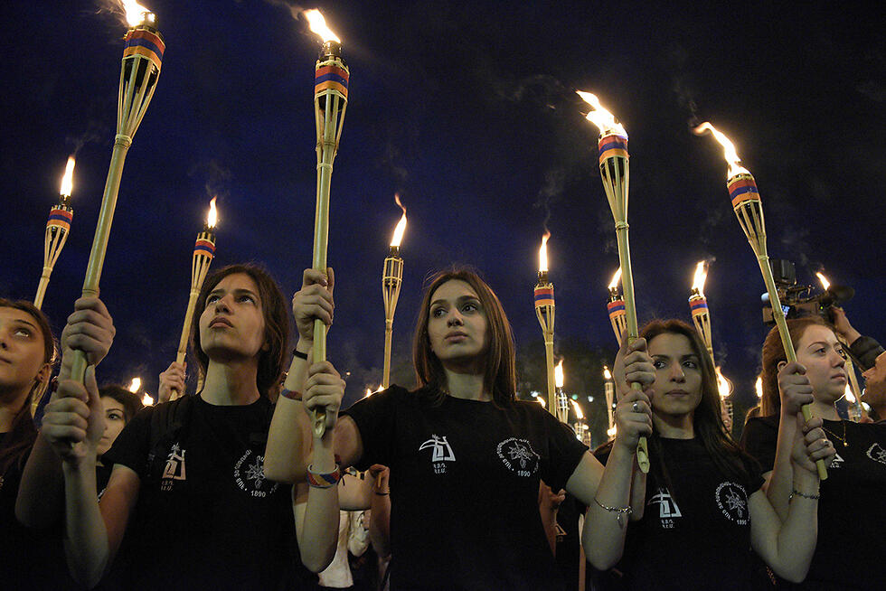 A vigil in memory of the victims of the 1915 Armenian genocide 