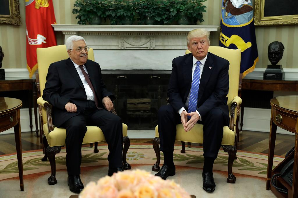 Palestinian President Mahmoud Abbas and his American counterpart Donald Trump at the White House in 2017 