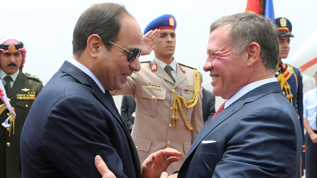 Egyptian President Abdel Fattah Al-Sisi with King Abdullah of Jordan in 2017 