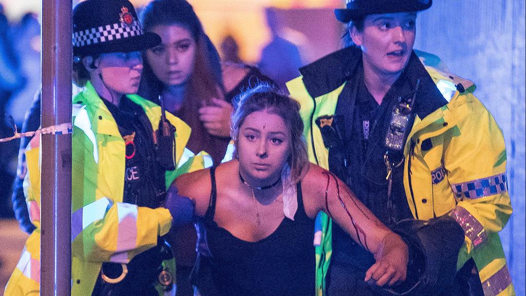 The aftermath of the Manchester bombing in 2017 