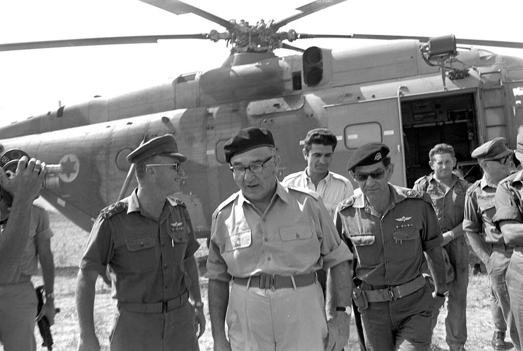 Prime Minister Levi Eshkol on the ground after the great victory of the Six-Day War 