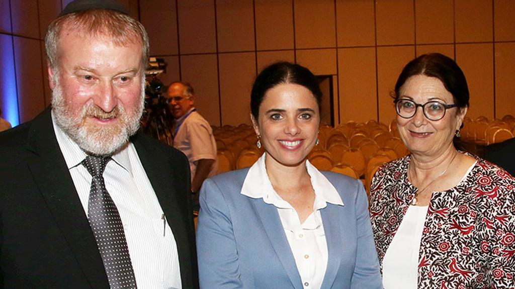 L-R: Attorney-General Avichai Mandelblit, then-justice minister Ayelet Shaked and Chief Justice Esther Hayut 
