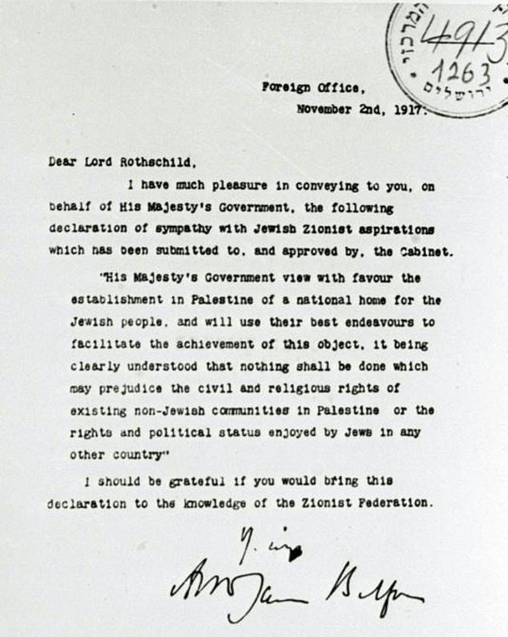 The Balfour Declaration
