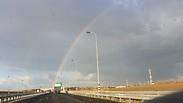מזג אוויר גשם קשת בענן כביש 7 באזור אשדוד גן יבנה