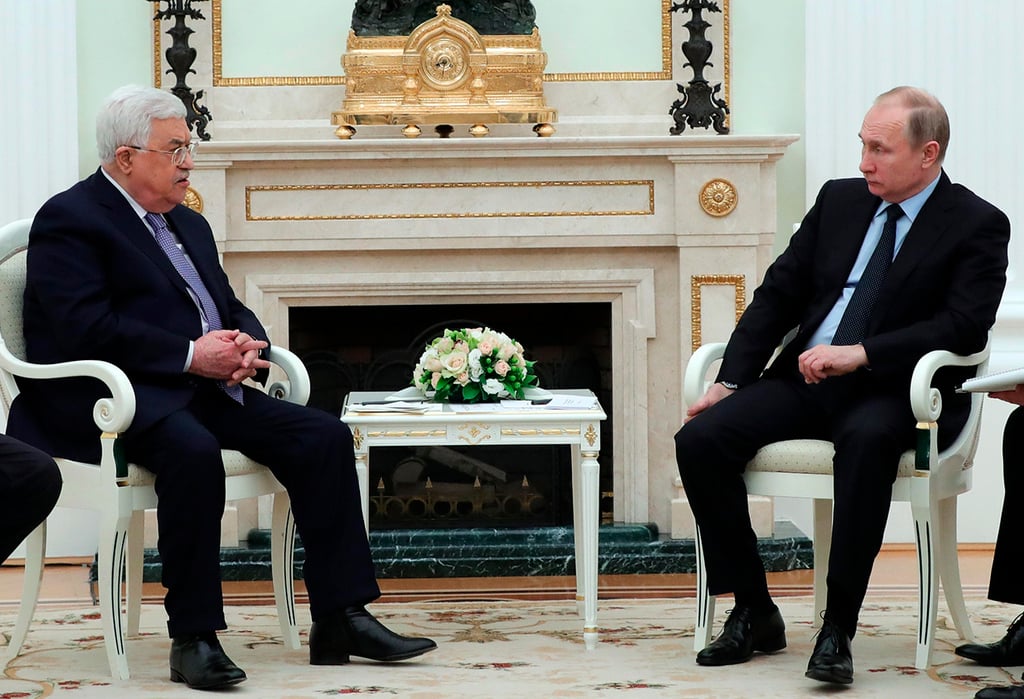 Palestinian Mahmoud Abbas and Russian President Vladimir Putin meeting in 2018 