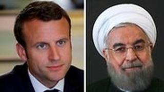 נשיא צרפת עמנואל מקרון נשיא איראן חסן רוחאני