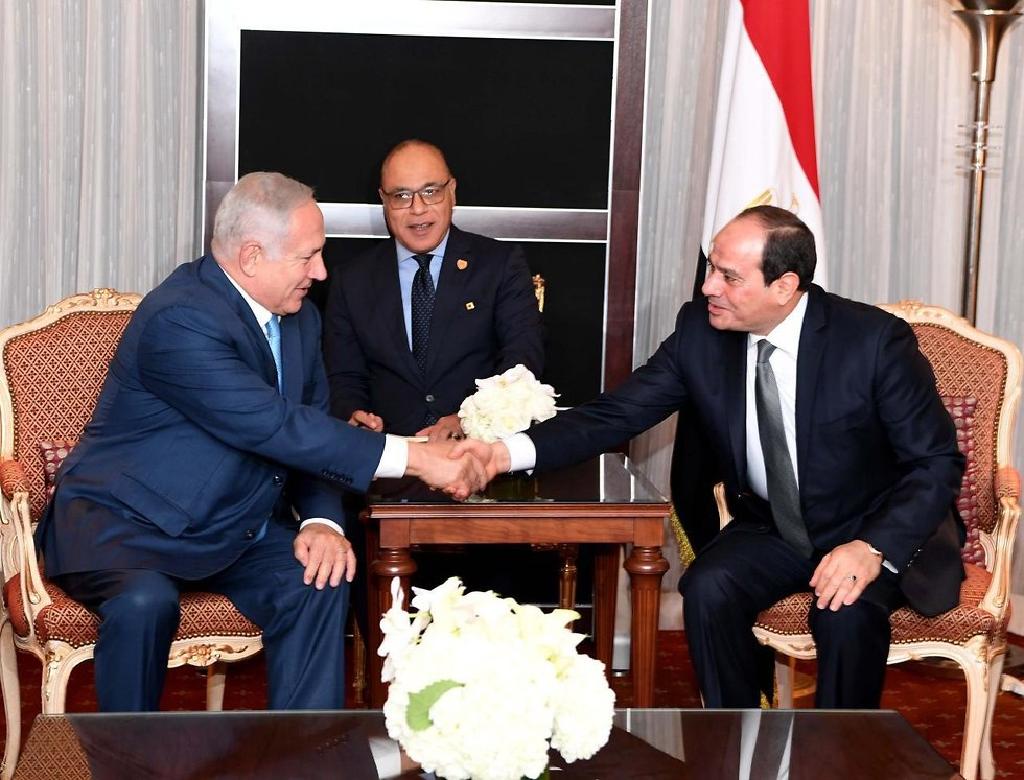 Prime Minister Benjamin Netanyahu and Egyptian President Abdel Fattah al-Sisi during a 2018 meeting in New York City 