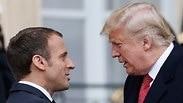 נשיא ארה"ב דונלד טראמפ פגישה עם נשיא צרפת עמנואל מקרון בפריז