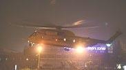 מסוק פינוי שנחת בבית החולים סורוקה בעקבות תקיפת צה"ל ברצועת עזה