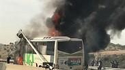 תאונה תאונת דרכים אוטובוס רכב פרטי כביש 5 ברקן אש עשן 