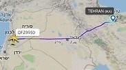 מסלול מטוס התובלה האיראני מטהרן לדמשק