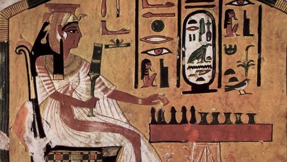 המלכה נפרטארי משחקת סֶנֶט במאה ה-13 לפני הספירה. ציור קיר מקברה