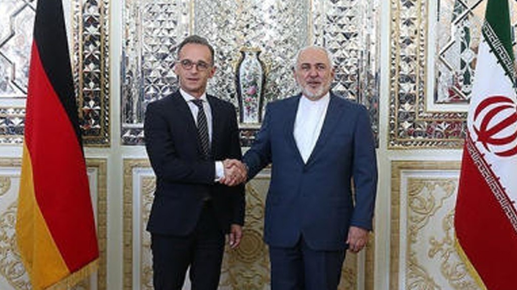 שרי החוץ של איראן ו גרמניה ב טהרן מוחמד ג'וואד זריף ו הייקו מאס