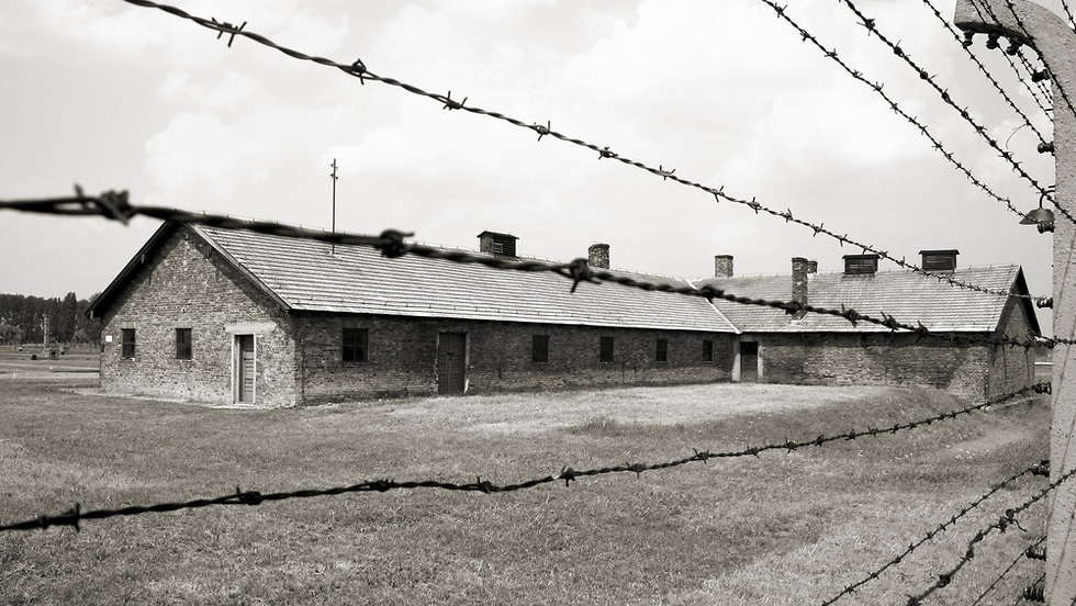 The barracks in the Auschwitz-Birkenau II Nazi death camp 