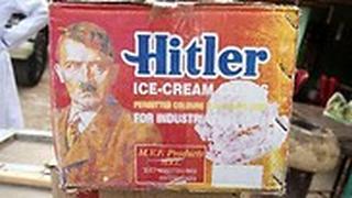 אריזת גביעי הגלידה בשם "היטלר" עם תמונתו של אדולף היטלר