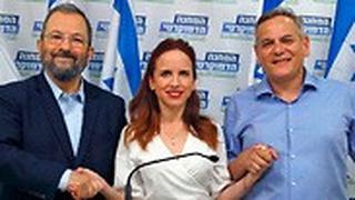 אהוד ברק מסיבת עיתונאים המחנה הדמוקרטי בית סוקולוב הצהרה איחוד עם סתיו שפיר וניצן הורוביץ