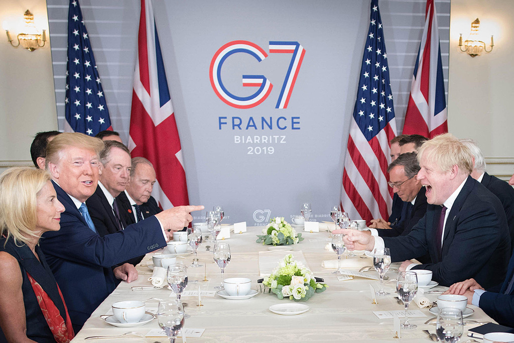 ועידת G7 נשיא ארה"ב דונלד טראמפ ראש ממשלת בריטניה בוריס ג'ונסון