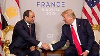 נשיא ארה"ב דונלד טראמפ עם שניא מצרים עבד אל פתאח א סיסי ועידה G7 צרפת
