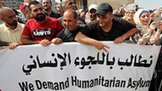 פליטים פלסטינים לבנון ביירות שגרירות קנדה הפגנה