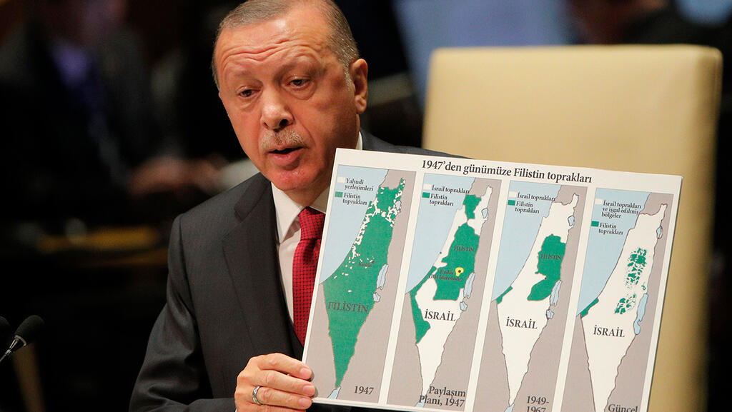 Turkish President Recep Tayyip Erdogan slams Israeli policy at the UN General Assembly in New York, Sept ember 2019 (Photo: Reuters) העצרת הכללית של האו"ם