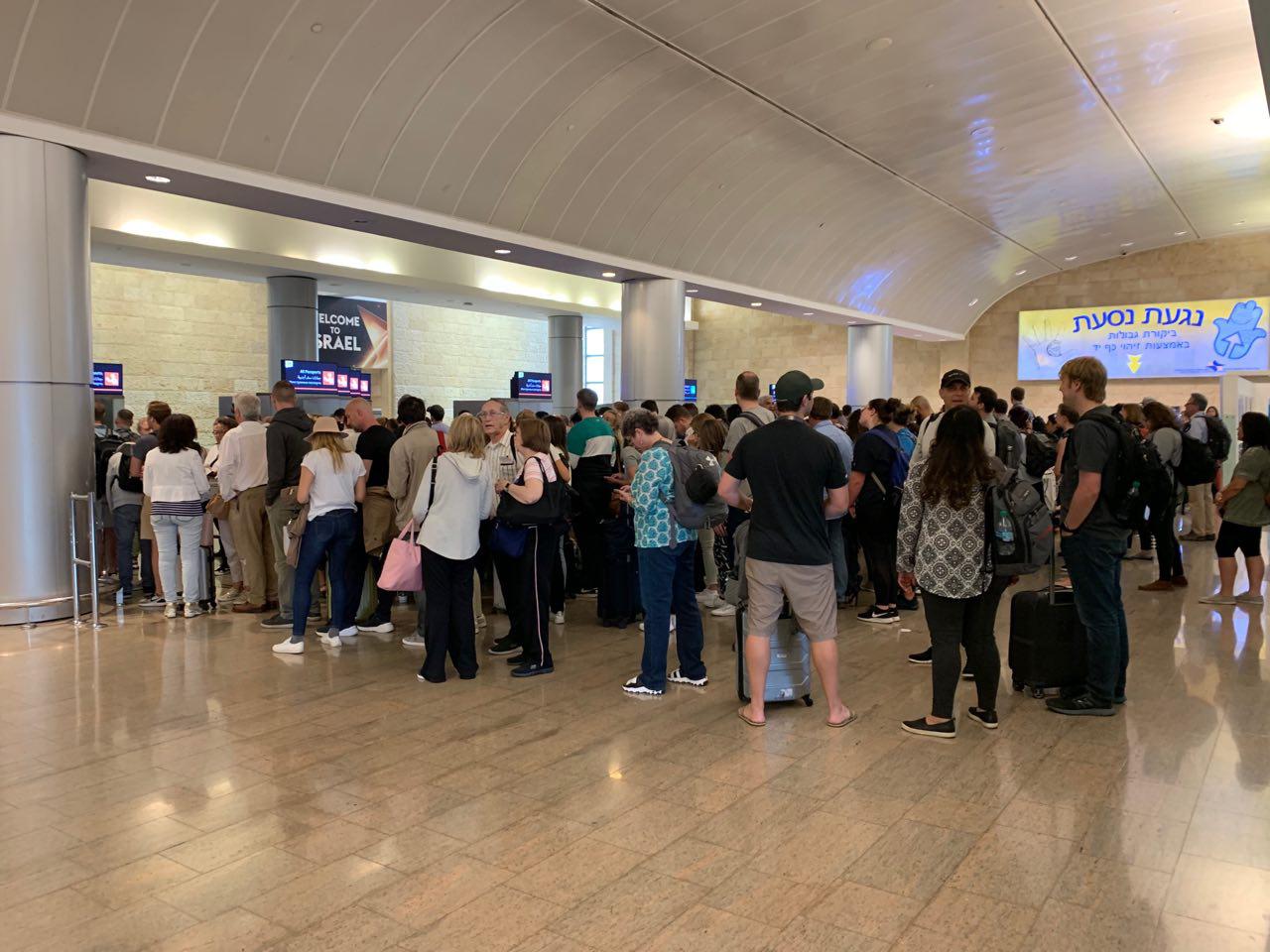 Travellers at Ben-Gurion Airport in Tel Aviv 
