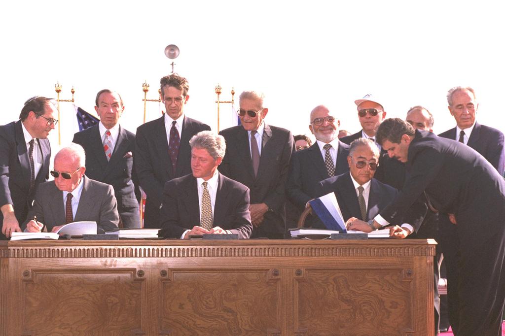 The signing of the peace treaty between Jordan and Israel 
