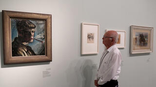 Visitors at the 'Fateful Choices Art from the Gurlitt Trove exhibition' at the Israel museum in Jerusalem  