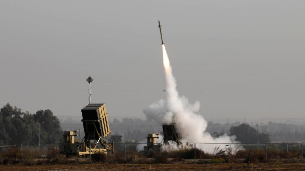 Iron Dome missile defense system is launched against a rocket fired from Gaza at Sderot 