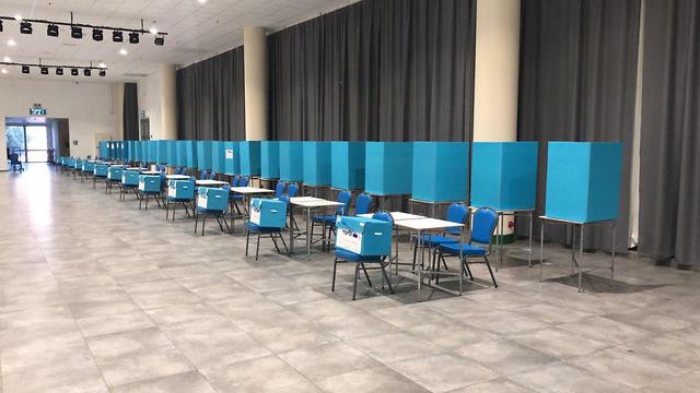 Ballot boxes stand ready in the Likud party primary in February 2019