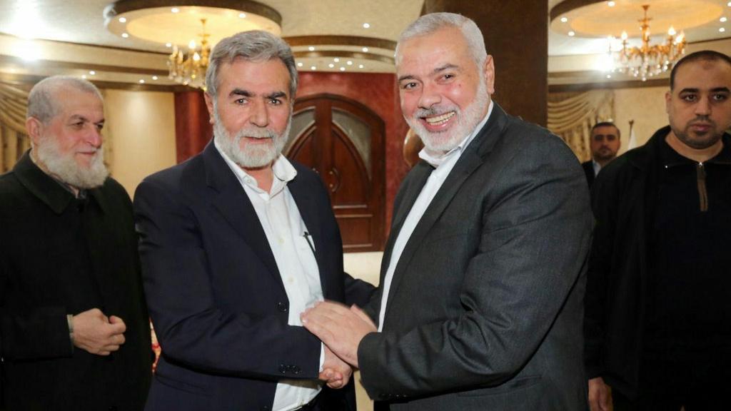Ziyad Nakhalah, leader of the Palestine Islamic Jihad and Ismail Haniyeh, Chairman of the Hamas Political Bureau