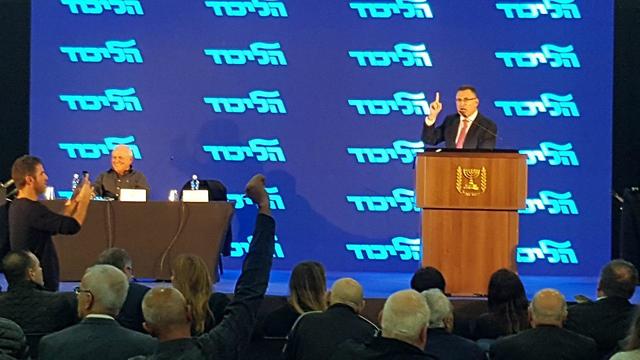 Gideon Sa'ar speaking at the Likud conference