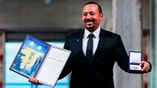 ראש ממשלת אתיופיה אביי אחמד מקבל את פרס נובל לשלום אוסלו נורבגיה