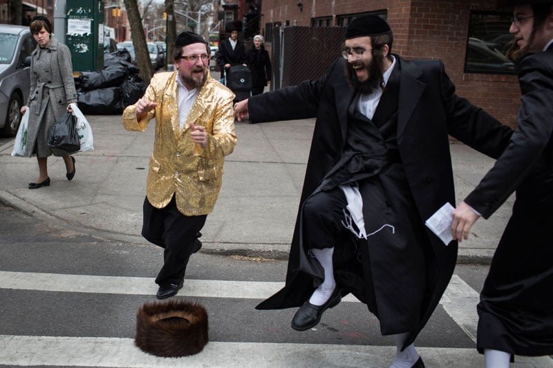 Orthodox Jews celebrate the Purim holiday in New York 
