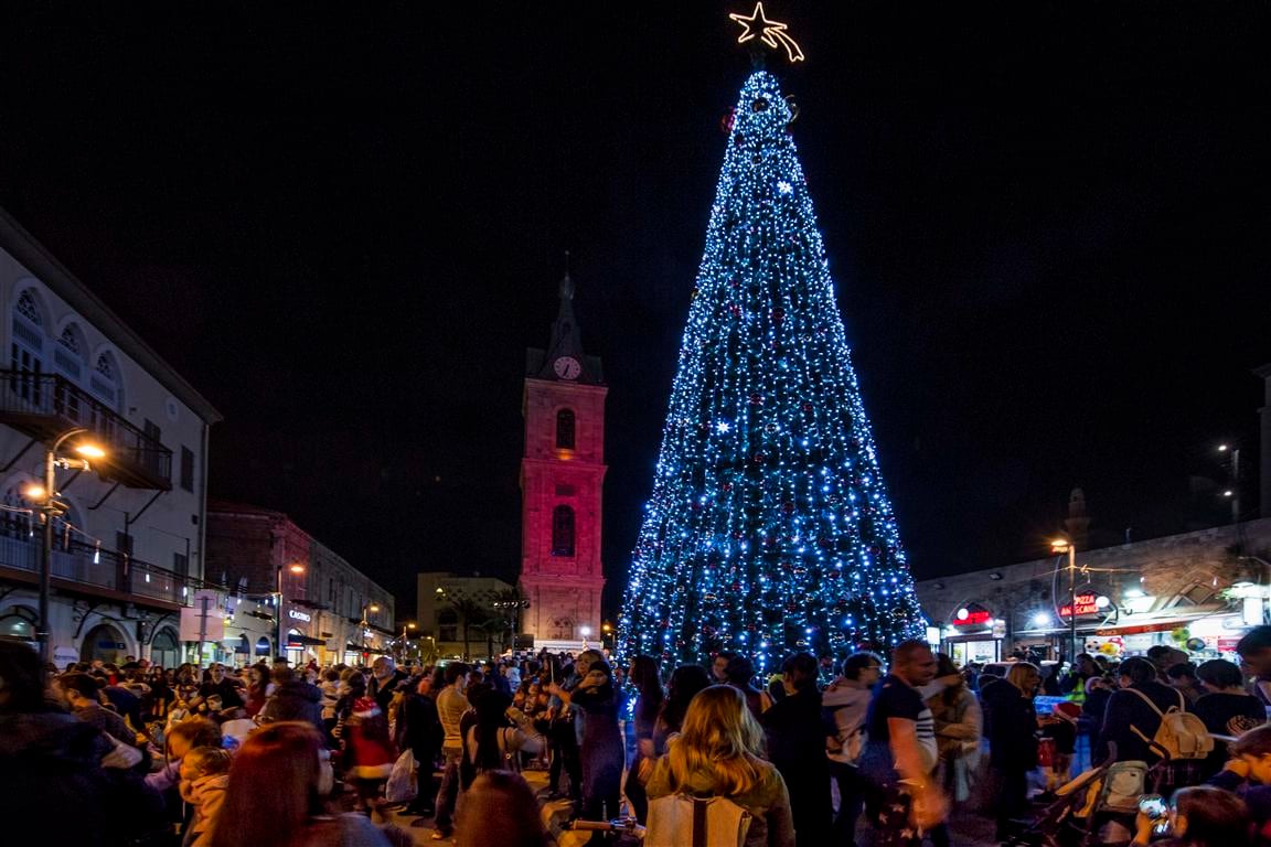 The Christmas tree near the Jaffa Clock Tower