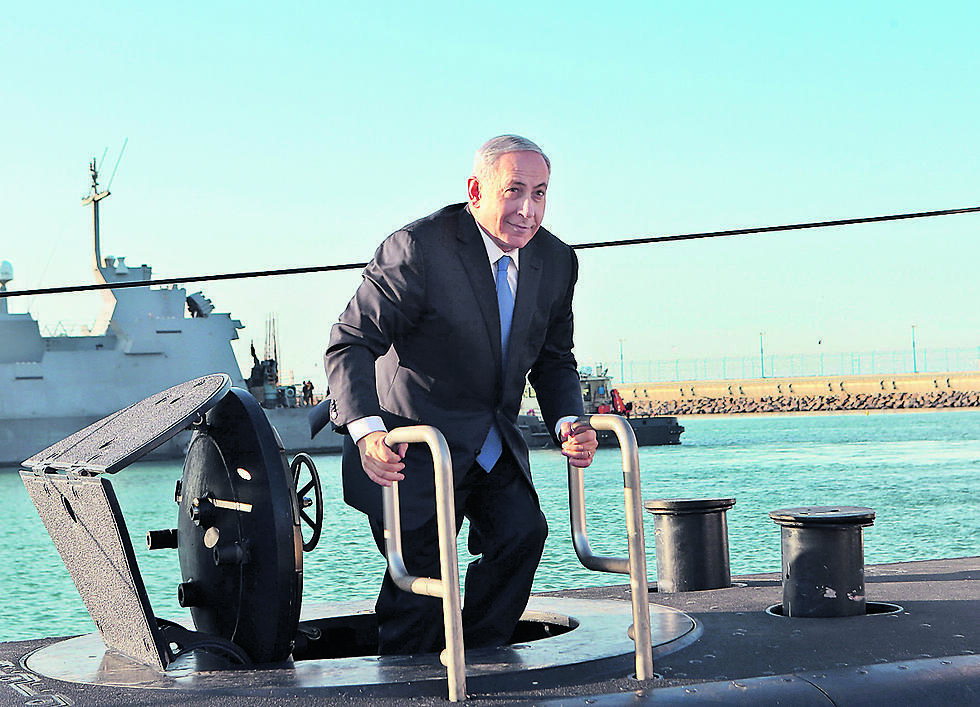 Prime Minister Benjamin Netanyahu touring the INS Tanin submarine, built by the German firm Thyssenkrupp, as it arrived in Israel 