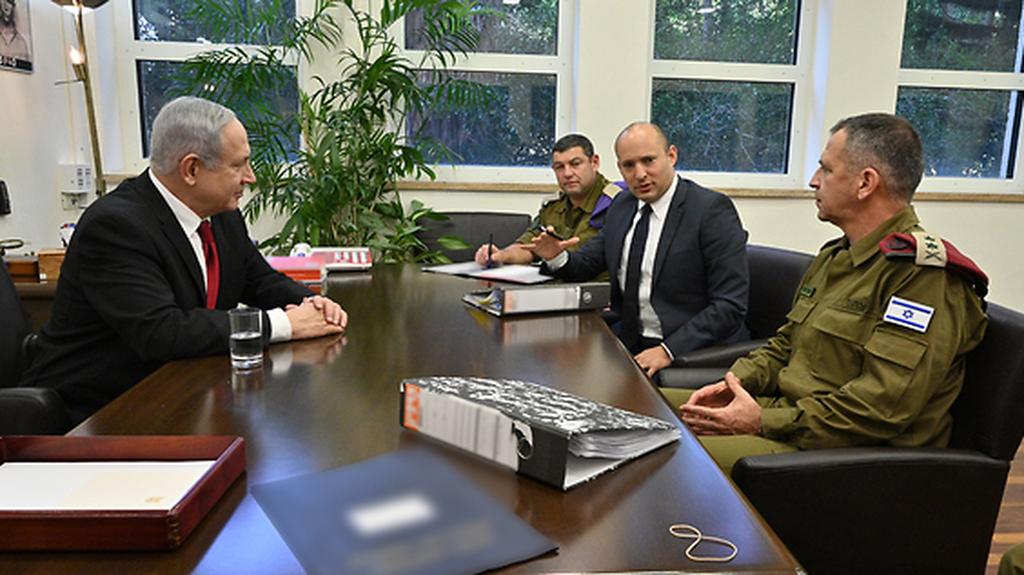 PM Netanyahu, General Chief of Staff Aviv Kochavi, and Minister of Defense Naftali Bennett
