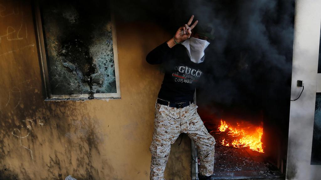 A rioter at the U.S. Embassy in Baghdad 