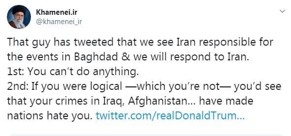 Ayatollah Ali Khamenei tweets at Donald Trump as tensions spiral between Iran and U.S. 