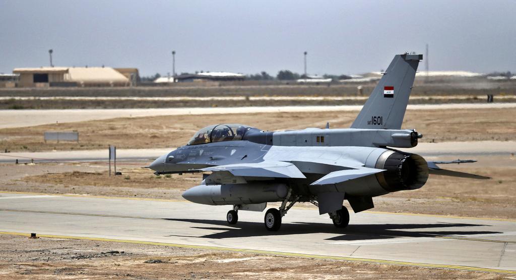 U.S. F-16 on runway at Balad Airbase in Northern Iraq