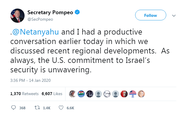 Secretary of State Mike Pompeo's tweet 