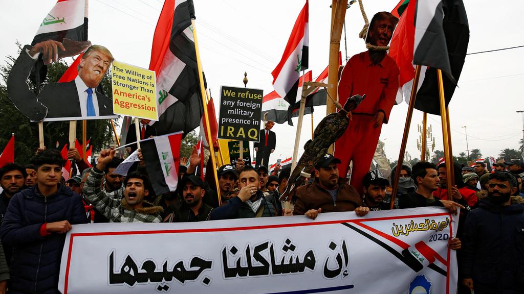 Iraqis in Baghdad protest the American presence in their country 
