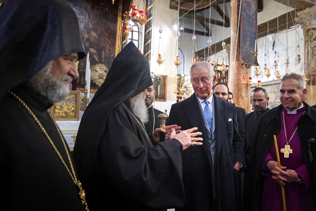 Charles, Prince of Wales visits his grandmother's tomb at the Church of Mary Magdalene on the Mount of Olives in Jerusalem, Jan. 24, 2020 